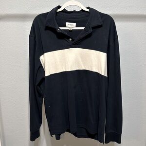 Navy and white long sleeve polo